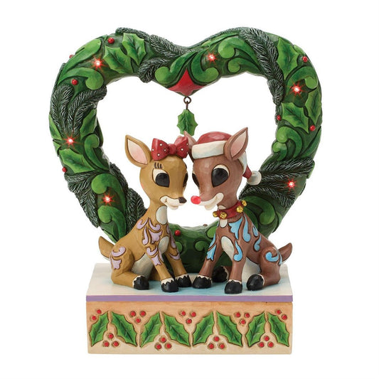 Rudolph And Clarice Heart Wreath - Christmas Place