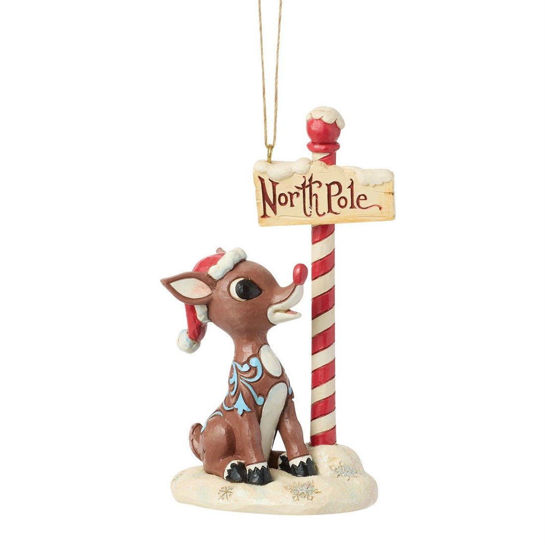 Rudolph By North Pole Sign Ornament - Christmas Place