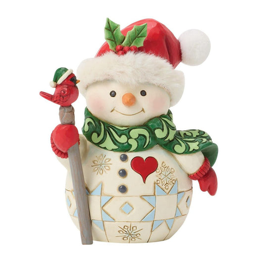 Pint Sized Snowman With Bird On Stick - Christmas Place