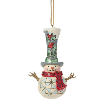 Snowman With Tall Top Hat Ornament - Christmas Place