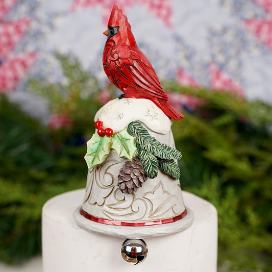 Pint Sized Cardinal Perched On Bell - Christmas Place