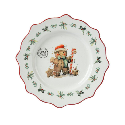 Gingerbread Man Holly Breakfast Plate