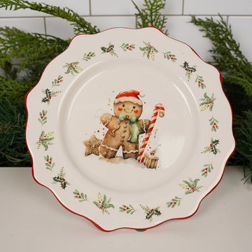 Gingerbread Man Holly Breakfast Plate - Christmas Place