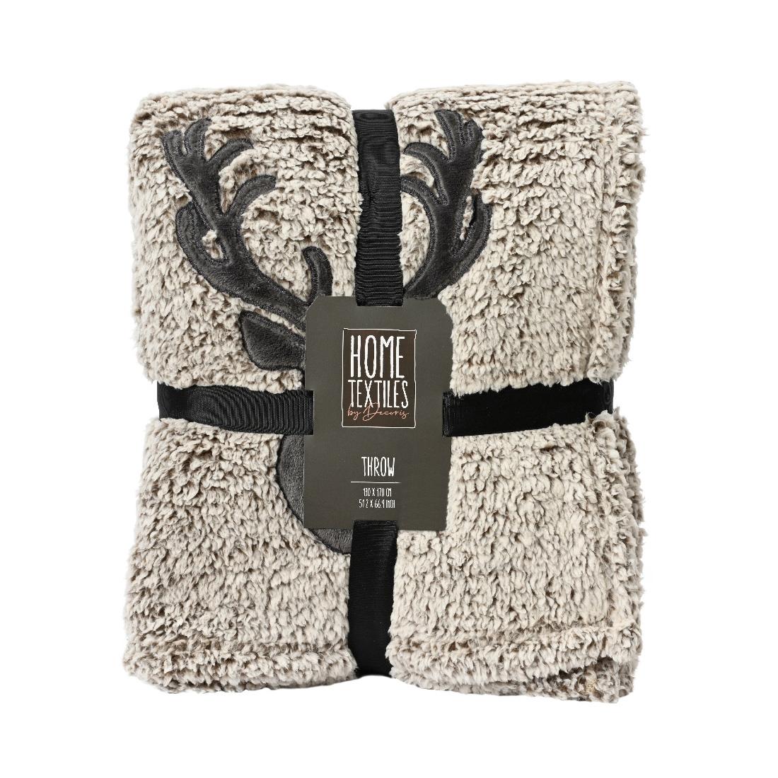 Sherpa Reindeer Throw - Christmas Place