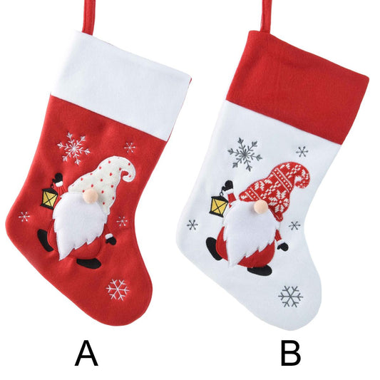 15in Red White Gnome Stocking