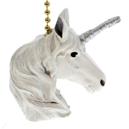 Unicorn White Silver Ceramic Fan Pull - Christmas Place