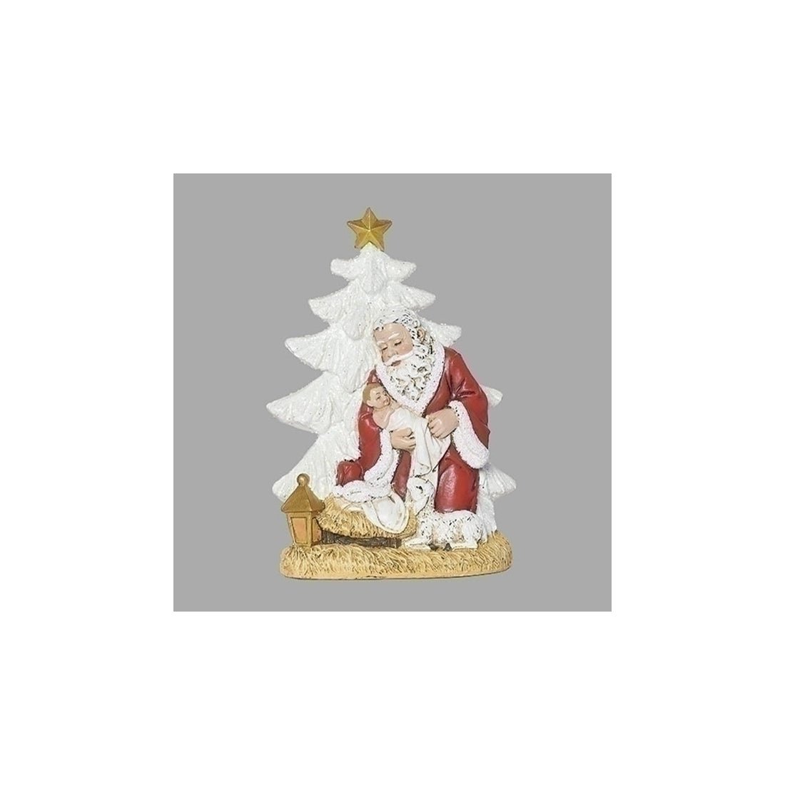 Santa Holding Baby Jesus With Tree - Christmas Place