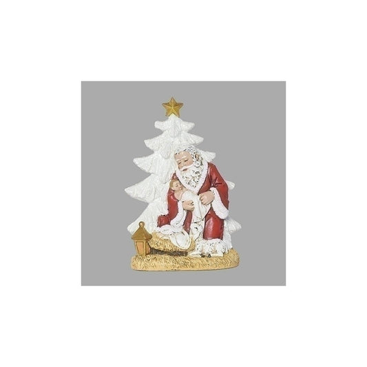 Santa Holding Baby Jesus With Tree - Christmas Place