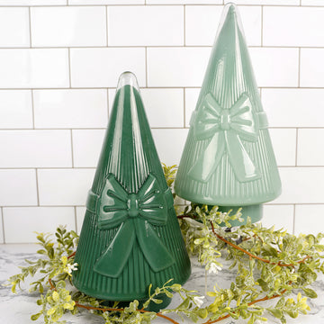 11.8Inch Green Glass Tree With Bow