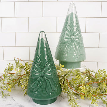 8.8Inch Green Glass Tree With Bow