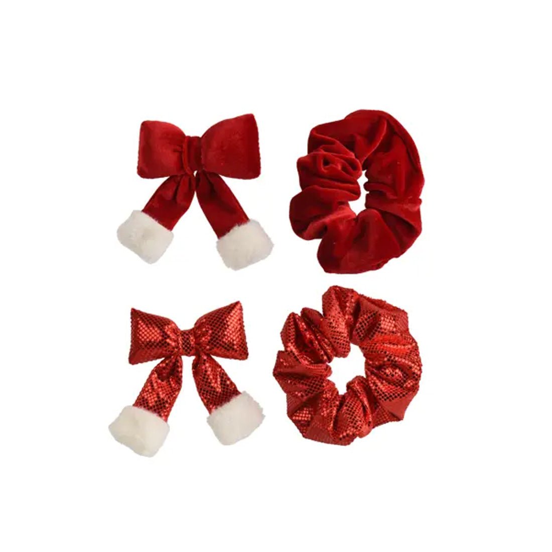 Red Christmas Hair Bow Set - Christmas Place