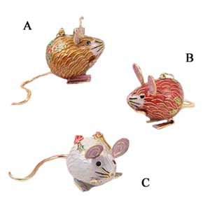 Cloisonne Mouse with Holly - Christmas Place