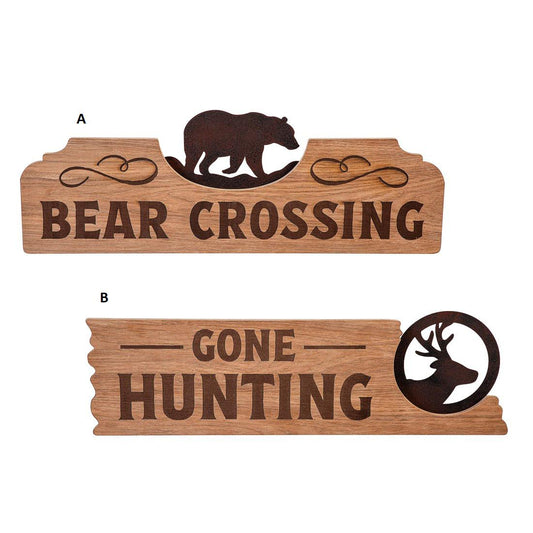 8X23 Bear Crossing Gone Hunting Sign