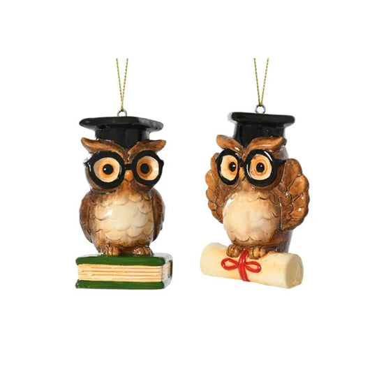 Terracotta Owl Scholar Ornament - Christmas Place