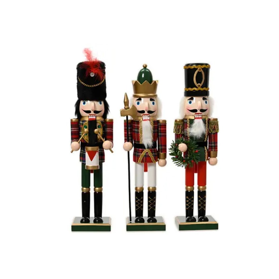 Red White Green Tartan Nutcracker - Christmas Place