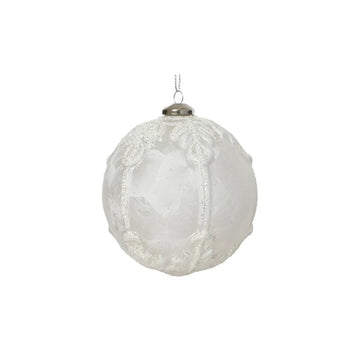White Ice Lacquer Ball Ornament