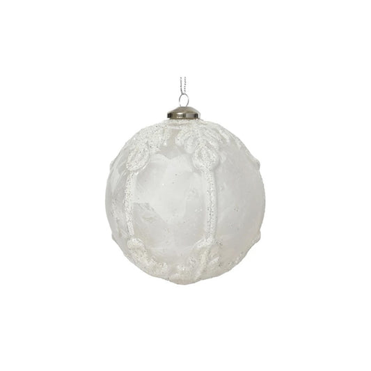 White Ice Lacquer Ball Ornament