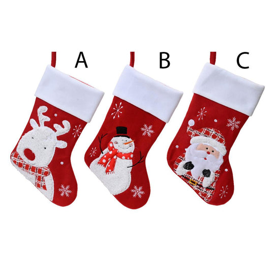 15in Red White Christmas Character Stocking