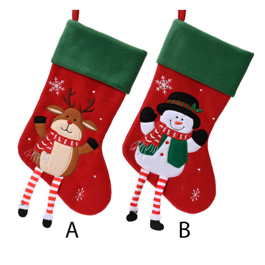 15in Reindeer Snowman Dangle Legs Stocking
