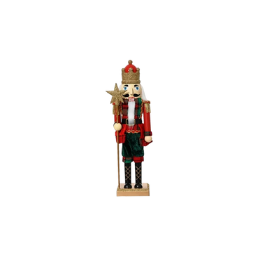 15.75In Red Gold Nutcracker With Star Staff