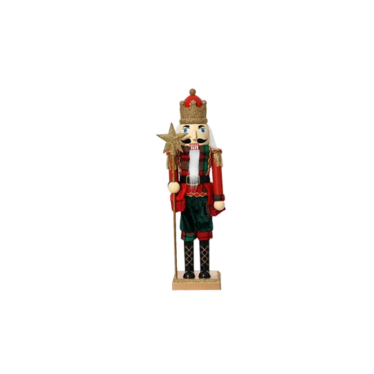 15.75In Red Gold Nutcracker With Star Staff