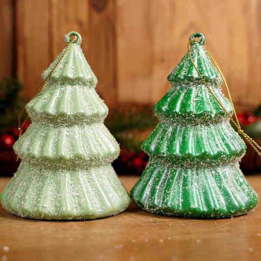 Iced Green Christmas Tree Ornaments - Christmas Place