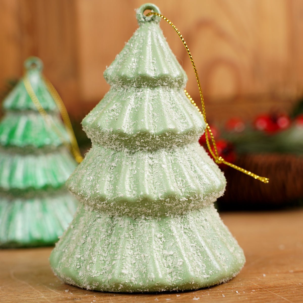 Iced Green Tree Ornament Light Green- Christmas Place