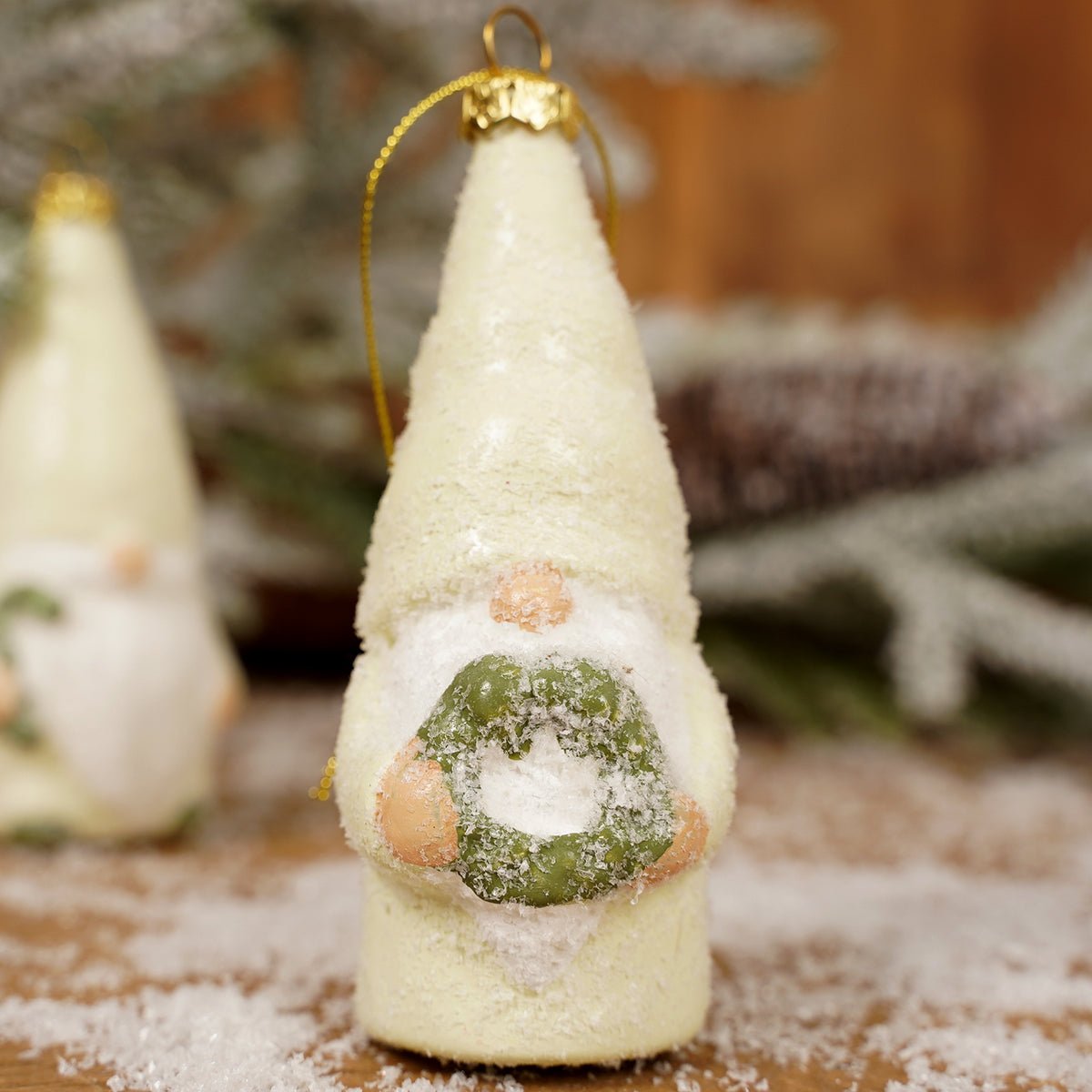 Iced Lime Green Gnome Ornament - Christmas Place