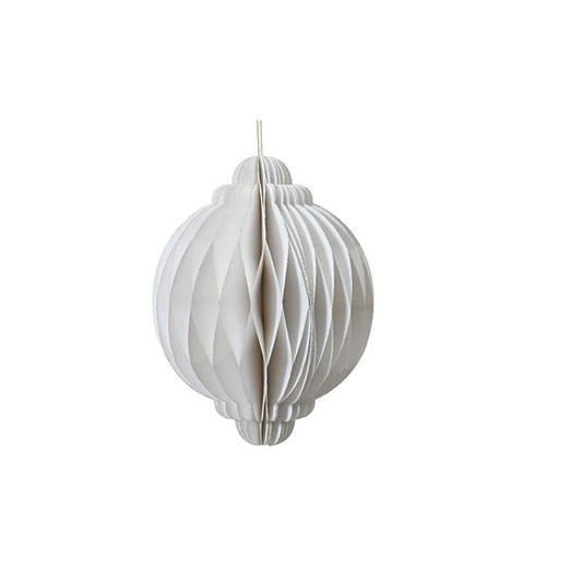 5.9In White Paper Onion Ornament