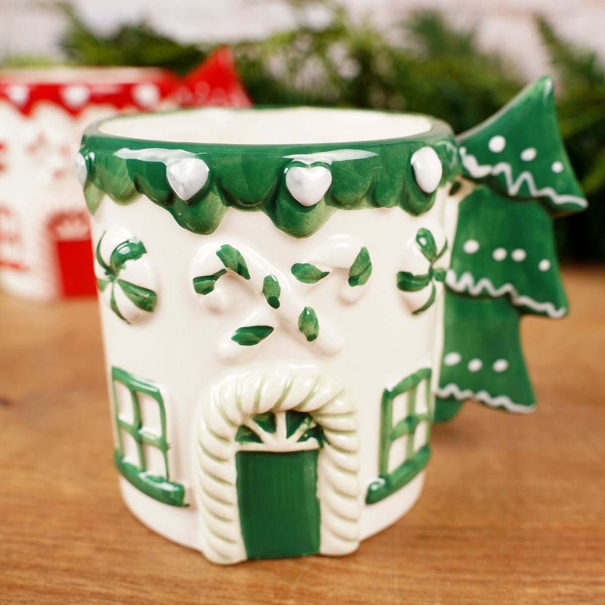 Red Green Candy Cane Christmas Mug Green White Mug - Christmas Place