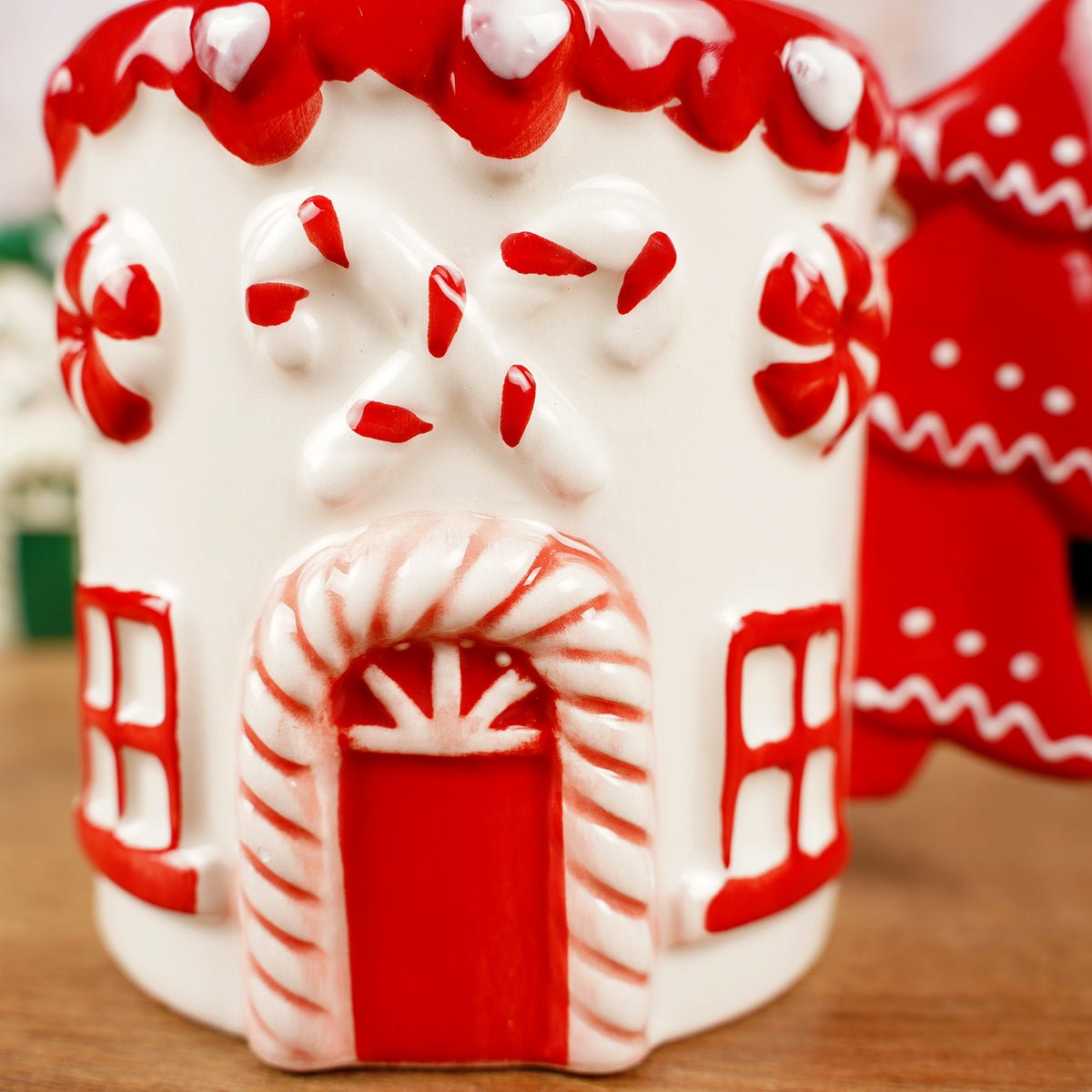 Red Green Candy Cane Christmas Mug Christmas Tree Handle- Christmas Place