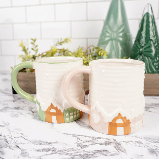 Pink Green Gingerbread House Mug