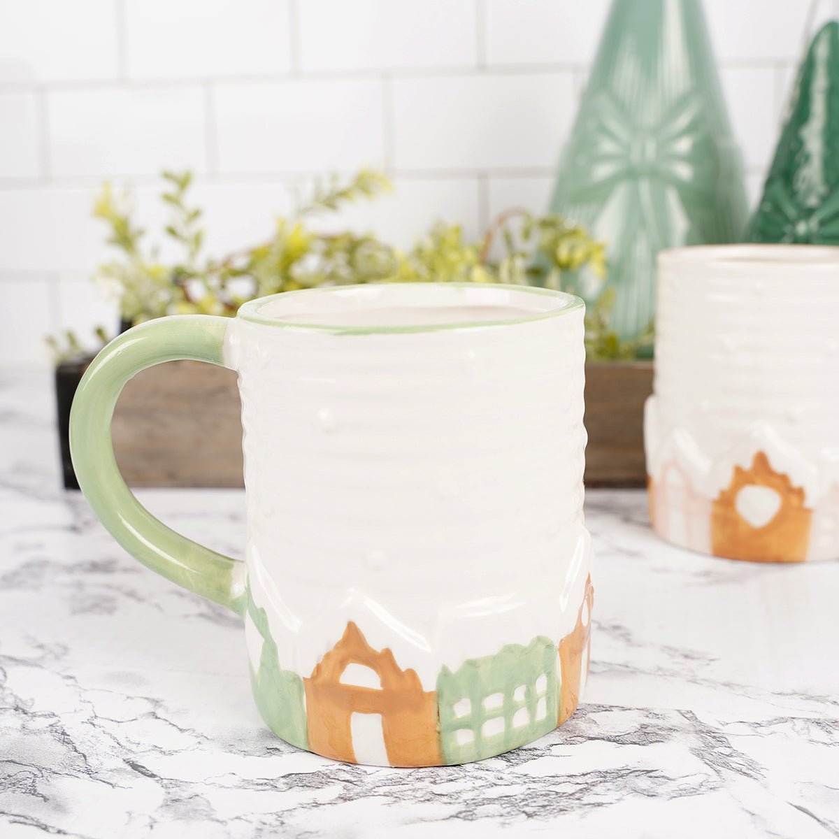 Pink Green Gingerbread House Mug - Christmas Place