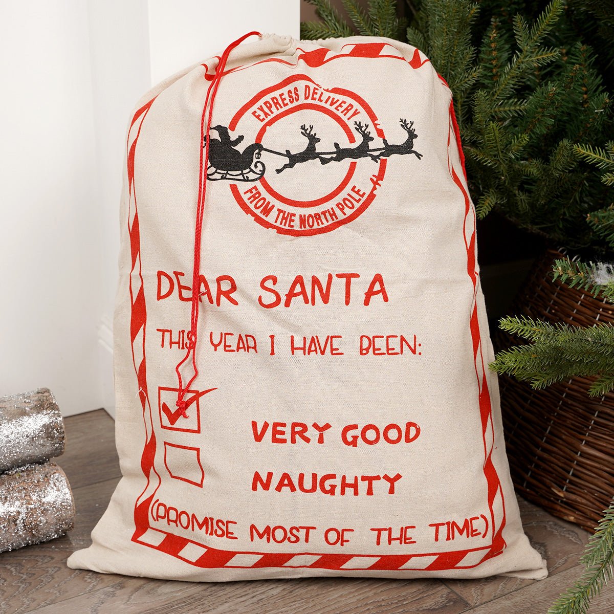 Dear Santa Special Delivery Cloth Gift Bag - Christmas Place