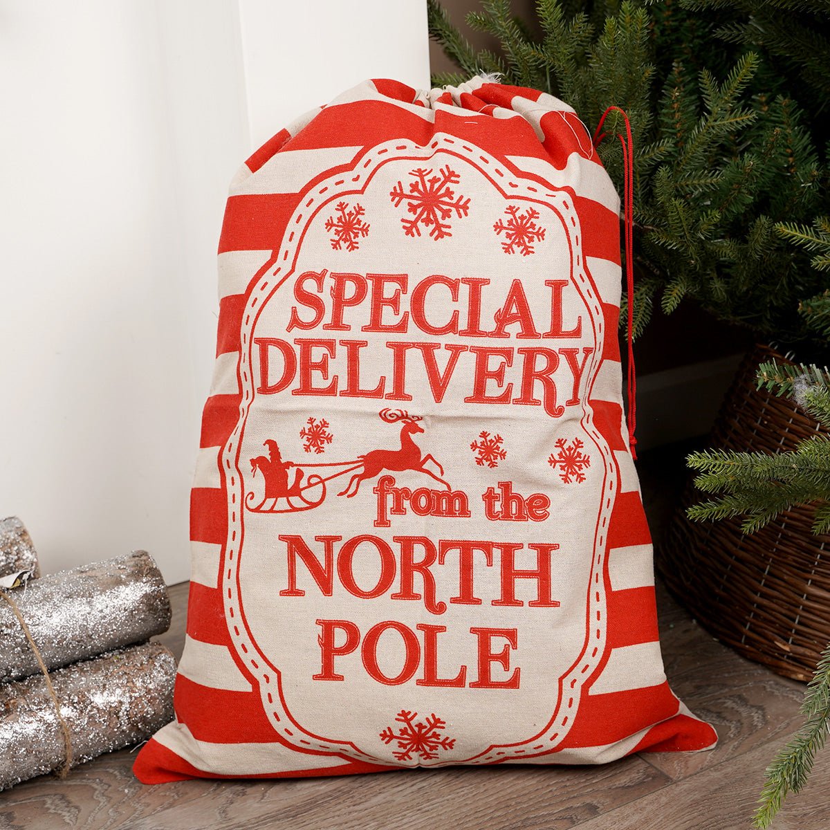 Dear Santa Special Delivery Cloth Gift Bag - Christmas Place