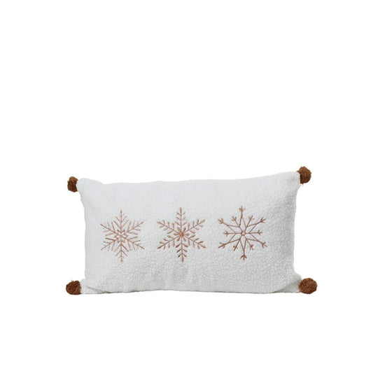 Snowflake Pom Pom Lumbar Pillow - Christmas Place
