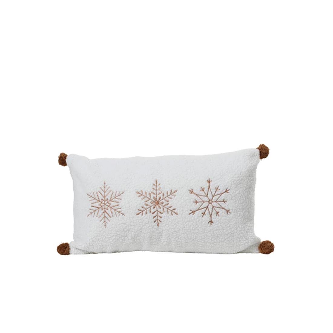 Snowflake Pom Pom Lumbar Pillow - Christmas Place