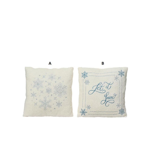 Blue White Snowflake Pillow