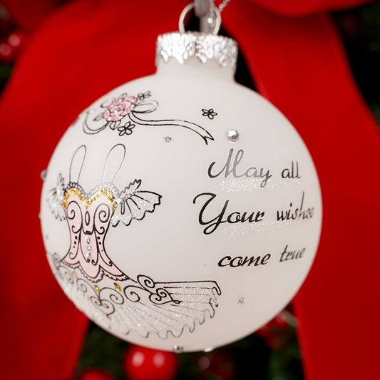 Glass White Ballet Ball Ornament - Christmas Place
