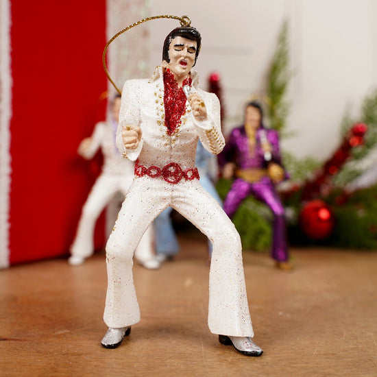 Elvis Jumpsuit Christmas Ornament 4 Styles White with Blue Jumpsuit- Christmas Place