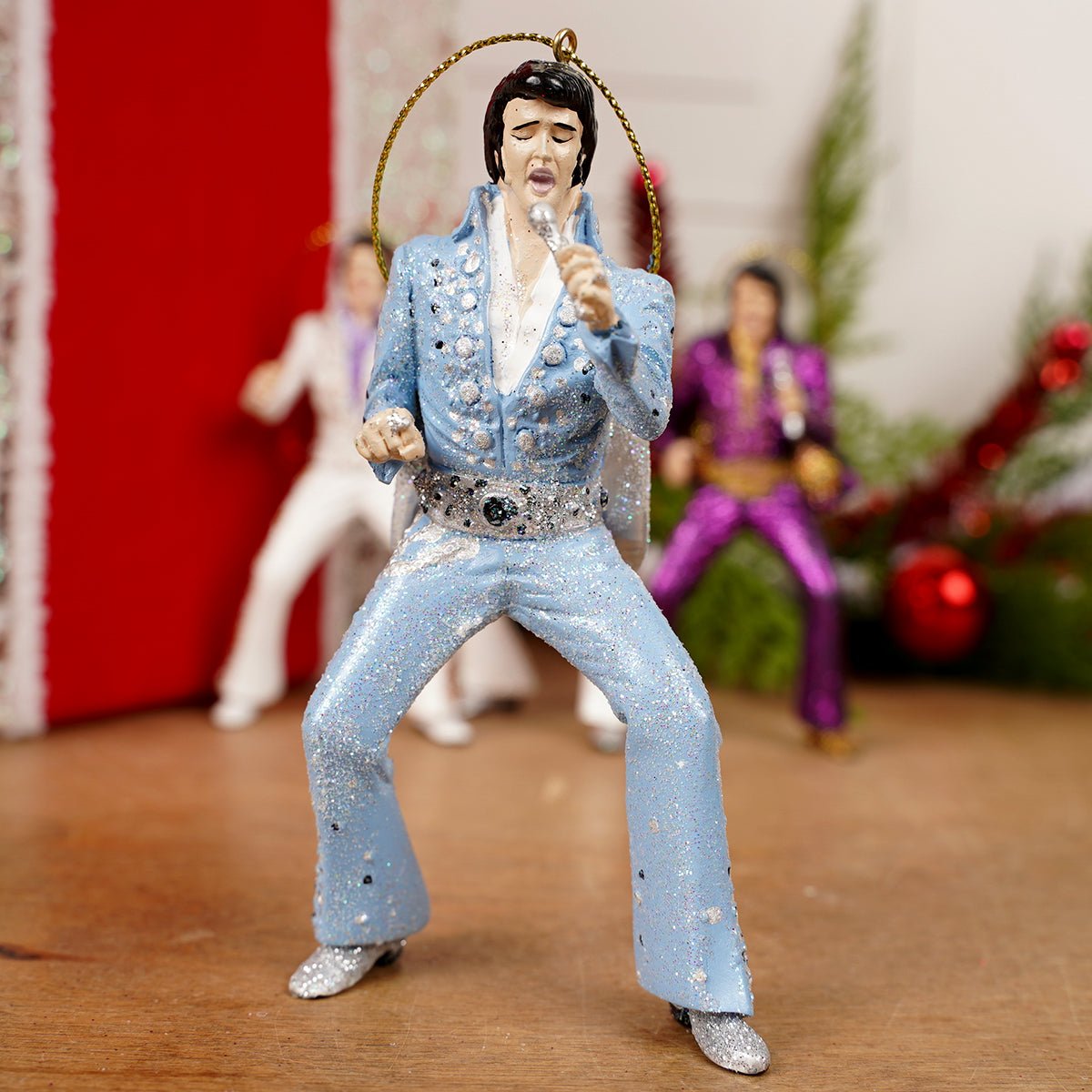 Elvis Jumpsuit Christmas Ornament 4 Styles Blue with White Jumpsuit - Christmas Place