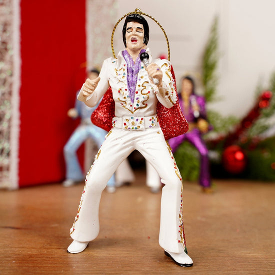 Elvis Jumpsuit Christmas Ornament 4 Styles White with Red Cape Jumpsuit - Christmas Place