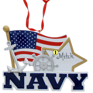 Navy American Flag Ornament
