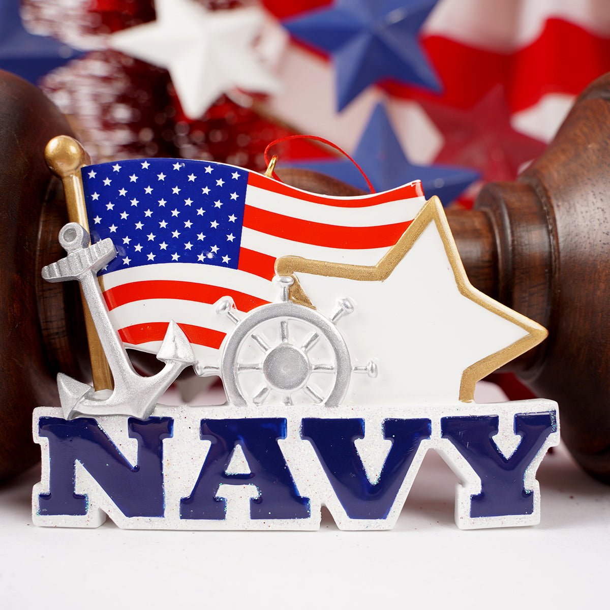 US Navy American Flag Christmas Ornament - Christmas Place