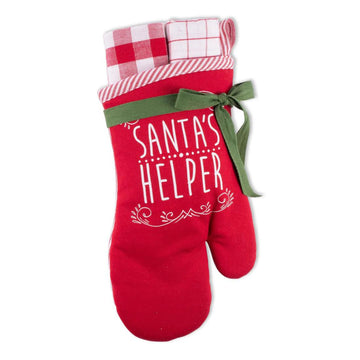 Santas Helper Oven Mitt Gift Set