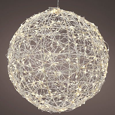 15In Silver Warm White Lighted Ball - Christmas Place