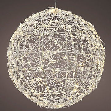 15In Silver Warm White Lighted Ball - Christmas Place