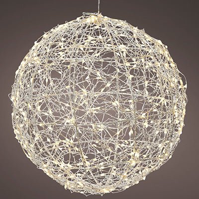 23In Silver Warm White Lighted Ball - Christmas Place