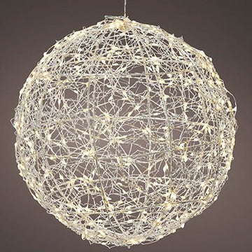 23In Silver Warm White Lighted Ball - Christmas Place