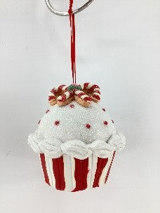 Red White Clay Cupcake Ornament